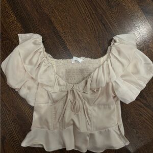 ASTR-Elegant Cream Ruffle Top